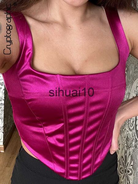 women's t-shirt cryptographic square collar satin backless bustier corset crop women sleeveless summer cropped club fashion outfit j23, White
women's t-shirt cryptographic square collar satin backless bustier corset crop women sleeveless summer cropped club fashion outfit j23, White