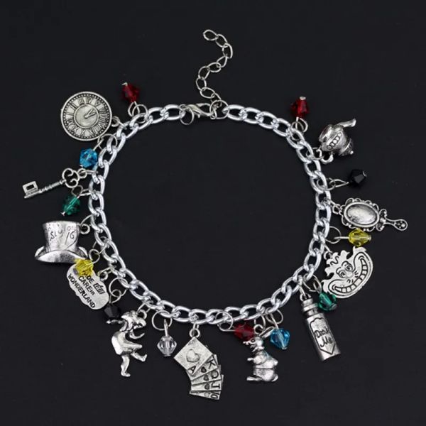 alice in wonderland inspired charm bracelet gril mirror clock teapot playing card hat key with gift box, Golden;silver
alice in wonderland inspired charm bracelet gril mirror clock teapot playing card hat key with gift box, Golden;silver