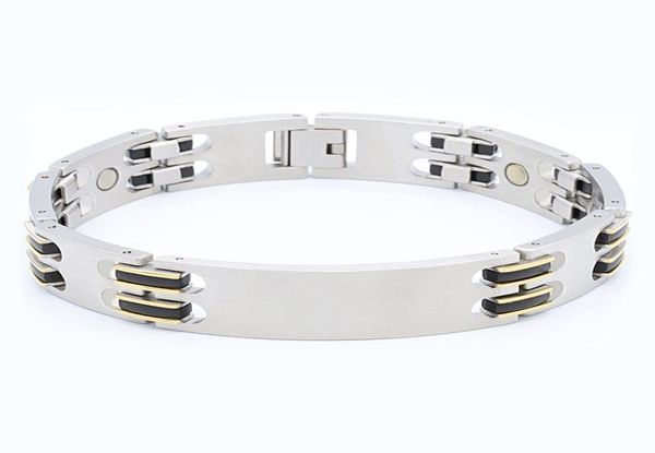 men039s stainless steel jewelry ecofriendly health bracelet vacuum ion plated ip gold color bracelet black silicone bangle6802526
men039s stainless steel jewelry ecofriendly health bracelet vacuum ion plated ip gold color bracelet black silicone bangle6802526