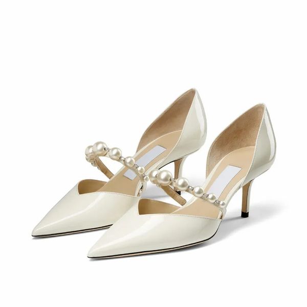 fashion women pumps sandals aurelie italy refined pointed toe pearl ankle strap white patent leather designer wedding party sandal high heel, Black
fashion women pumps sandals aurelie italy refined pointed toe pearl ankle strap white patent leather designer wedding party sandal high heel, Black