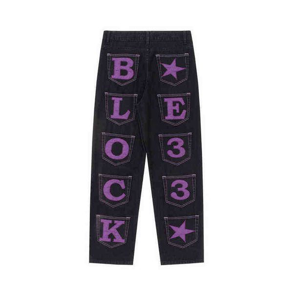 letter back pockets embroidery patchwork black jeans pants for men retro straight oversized casual baggy denim trousers t220803, Blue
letter back pockets embroidery patchwork black jeans pants for men retro straight oversized casual baggy denim trousers t220803, Blue
