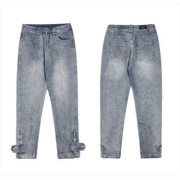 high street vintage split jeans zipper twist button men's and women's worn casual pants t220803, Blue
high street vintage split jeans zipper twist button men's and women's worn casual pants t220803, Blue