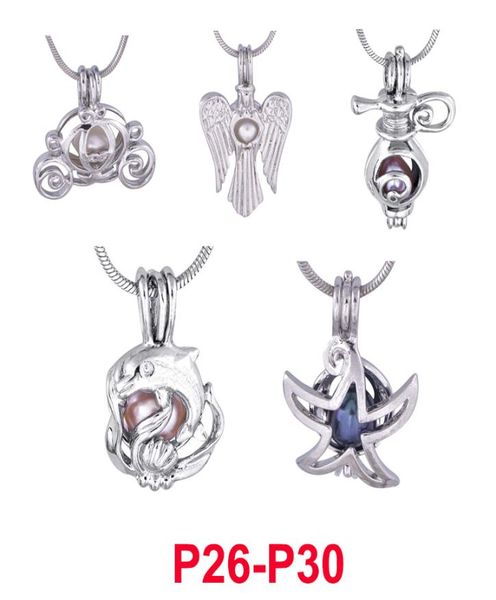 selling 300 designs pearl cage pendant necklace love wish natural pearl with oyster pearl mix design9134611, Silver