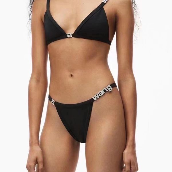 ladies letter wang bikini set fashion womens swimsuit simple strap biquini set summer casual thin slim beachwear with waist chain, White;black
ladies letter wang bikini set fashion womens swimsuit simple strap biquini set summer casual thin slim beachwear with waist chain, White;black