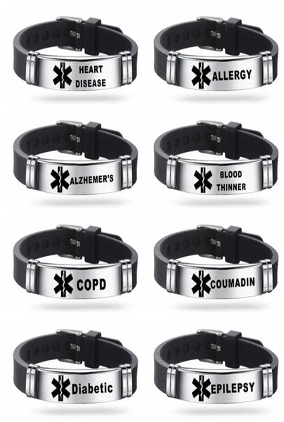 stainless steel engravable bracelet medical alert id bracelets diabetes epilepsy alzheimer039s allergy women men silicone brace7810150, Golden;silver
stainless steel engravable bracelet medical alert id bracelets diabetes epilepsy alzheimer039s allergy women men silicone brace7810150, Golden;silver