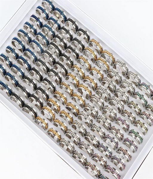 fashion multicolor chain spinner stainless steel rings for women men rotatable jewelry mix color mix style whole9884642, Golden;silver
fashion multicolor chain spinner stainless steel rings for women men rotatable jewelry mix color mix style whole9884642, Golden;silver