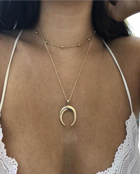 two layers necklace metal bead charm chain choker moon ox horn pendant silver gold color plated for women girls gift4830131, Golden;silver
two layers necklace metal bead charm chain choker moon ox horn pendant silver gold color plated for women girls gift4830131, Golden;silver
