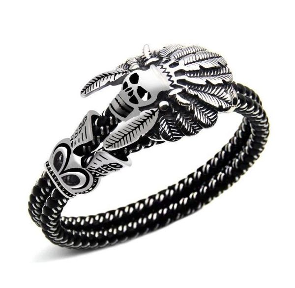 fashion jewelry double leather bracelet casual personality rock punk titanium steel skull bracelet for men 2018 new 1357880, Golden;silver
fashion jewelry double leather bracelet casual personality rock punk titanium steel skull bracelet for men 2018 new 1357880, Golden;silver