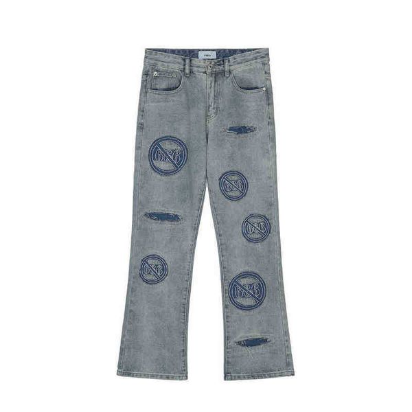 patch 2021 vouge embroidery hole ripped wash men flare jeans pants distressed retro straight baggy denim trousers pantni uomo t220803, Blue
patch 2021 vouge embroidery hole ripped wash men flare jeans pants distressed retro straight baggy denim trousers pantni uomo t220803, Blue