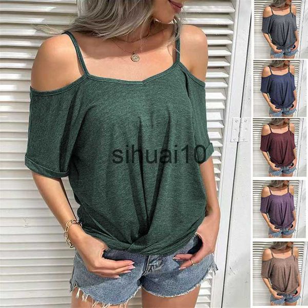 women's t-shirt women's 2022 new camisole v-neck solid color off-the-shoulder t-shirt fashion plus size short sleeve loose casual, White
women's t-shirt women's 2022 new camisole v-neck solid color off-the-shoulder t-shirt fashion plus size short sleeve loose casual, White