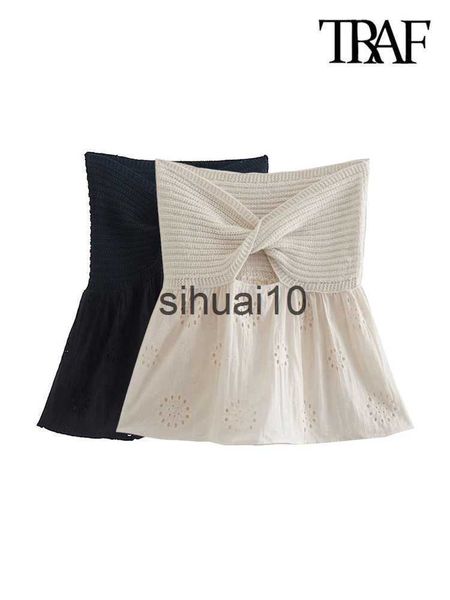 women's t-shirt traf women fashion cutwork embroidery patchwork knit bustier vintage exposed shoulders hollow out female camis mujer j2, White
women's t-shirt traf women fashion cutwork embroidery patchwork knit bustier vintage exposed shoulders hollow out female camis mujer j2, White
