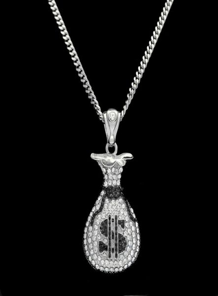 hip hop gold silver cash money bag pendant for men women bling crystal dollar charm necklace with cuban chain jewelry3083043
hip hop gold silver cash money bag pendant for men women bling crystal dollar charm necklace with cuban chain jewelry3083043