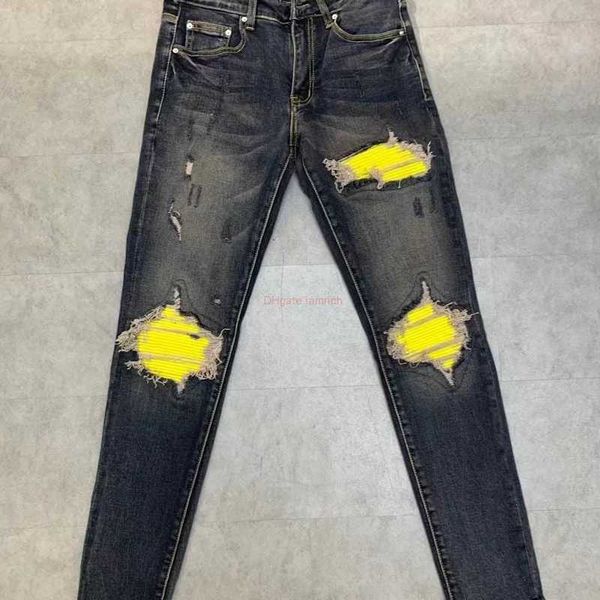 designer clothing amires jeans denim pants amies trendy brand washed hole made old patch mx1 elastic slim fit mens american high street ins, Blue
designer clothing amires jeans denim pants amies trendy brand washed hole made old patch mx1 elastic slim fit mens american high street ins, Blue