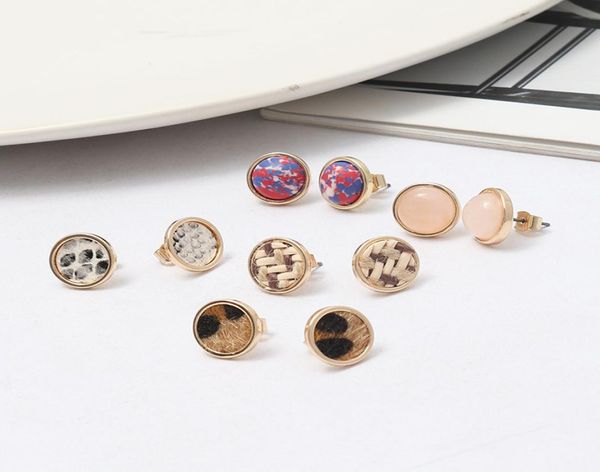 mini natural stone stud earrings round leopard print woven studs for women jewelry gift 957122, Golden;silver
mini natural stone stud earrings round leopard print woven studs for women jewelry gift 957122, Golden;silver