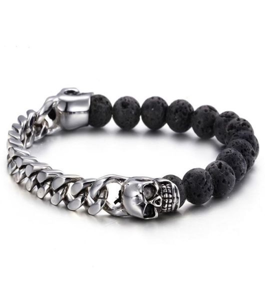 volcanic stones with gold color stainless steel skull bracelets bangles curb cuban link chain bracelet biker man wristband3411924, Black
volcanic stones with gold color stainless steel skull bracelets bangles curb cuban link chain bracelet biker man wristband3411924, Black