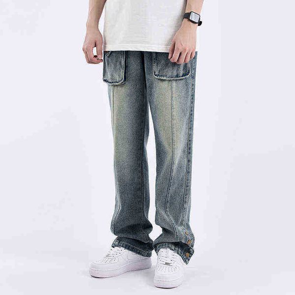 washed ankle button ripped pockets jeans for men streetwear retro harajuku straight loose denim trousers oversized couple jean t220803, Blue
washed ankle button ripped pockets jeans for men streetwear retro harajuku straight loose denim trousers oversized couple jean t220803, Blue