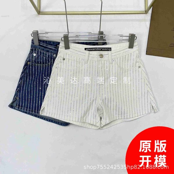 correct version 2023 aw new denim shorts versatile high waist heavy duty rolled diamond wash thin striped wide leg women's pants, White;black
correct version 2023 aw new denim shorts versatile high waist heavy duty rolled diamond wash thin striped wide leg women's pants, White;black