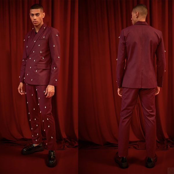 men wedding suits groom dark red beading bridegroom for groomsmen tuxedos custom made business outfits party 2 pieces, Black;gray
men wedding suits groom dark red beading bridegroom for groomsmen tuxedos custom made business outfits party 2 pieces, Black;gray