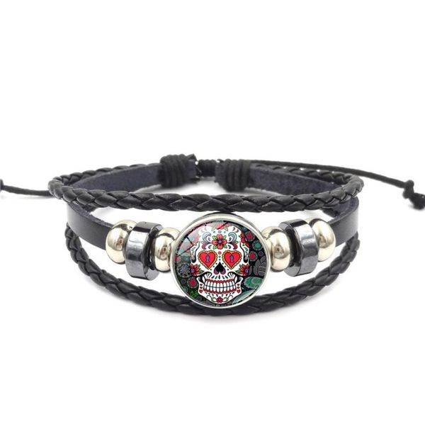new sugar skull snap button charm bracelet 18mm glass cabochon ginger snap multilayer braided rope bangle for women men s fashion 1006014, Golden;silver
new sugar skull snap button charm bracelet 18mm glass cabochon ginger snap multilayer braided rope bangle for women men s fashion 1006014, Golden;silver