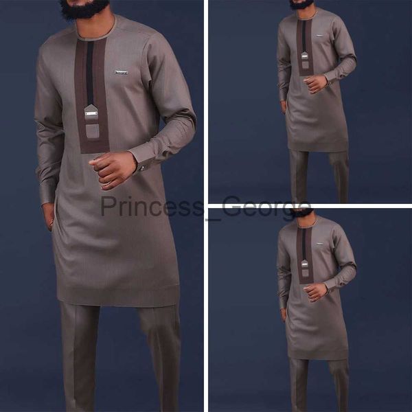 men's tracksuits 2023 new men dashiki long sleeve 2 piece set traditional men trip clothing brown texture suit male shirt pants wedding, Gray
men's tracksuits 2023 new men dashiki long sleeve 2 piece set traditional men trip clothing brown texture suit male shirt pants wedding, Gray