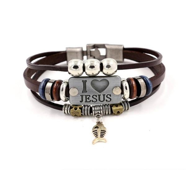 i love jesus charm bracelets vintage fish pendant christian multilayer leather bracelets for men women bangle kka19051460728, Golden;silver
i love jesus charm bracelets vintage fish pendant christian multilayer leather bracelets for men women bangle kka19051460728, Golden;silver