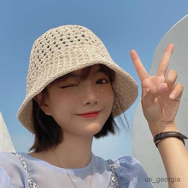 caps summer women breathable hollow knit bucket cap outdoor fashion joker dome sun hat wide brim foldable beach hat for female r230627, Blue;gray
caps summer women breathable hollow knit bucket cap outdoor fashion joker dome sun hat wide brim foldable beach hat for female r230627, Blue;gray