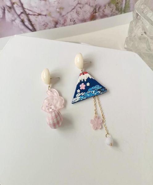 stud japanese cherry blossoms mount fuji earrings pink asymmetric long tassel for women girls cute jewelry6669238, Golden;silver 
stud japanese cherry blossoms mount fuji earrings pink asymmetric long tassel for women girls cute jewelry6669238, Golden;silver