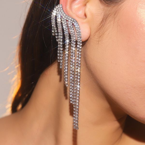 exaggerated tassel earrings designed by female niche exquisite and elegant simple crystal inlaid earrings trendy, Silver
exaggerated tassel earrings designed by female niche exquisite and elegant simple crystal inlaid earrings trendy, Silver