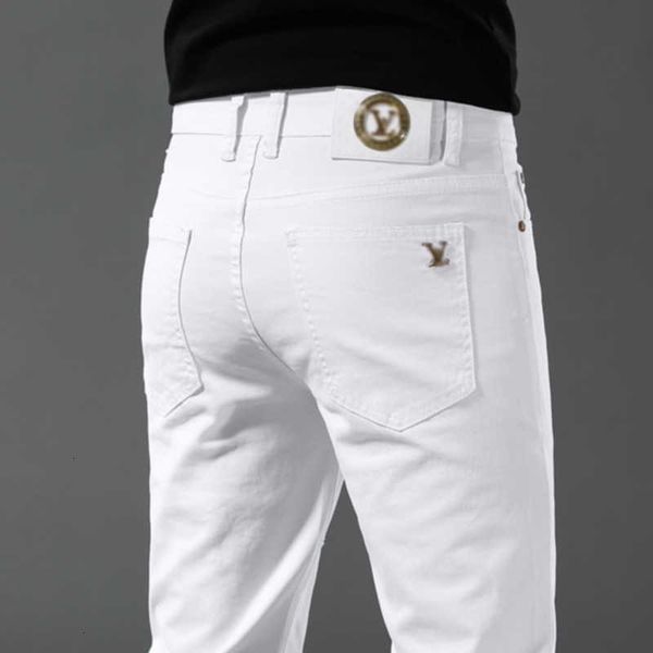 men's jeans designer designer new summer men's jeans pure black and white brand cotton high elastic small feet slim fit korean ver, Blue
men's jeans designer designer new summer men's jeans pure black and white brand cotton high elastic small feet slim fit korean ver, Blue