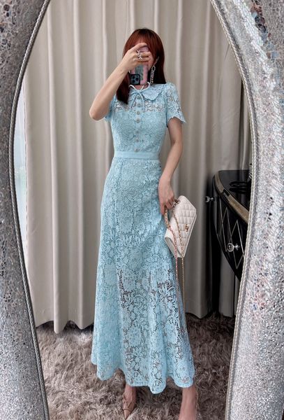 new s-elf portrait blue lace midi dress short sleeve a-line dress for women, Black;gray
new s-elf portrait blue lace midi dress short sleeve a-line dress for women, Black;gray