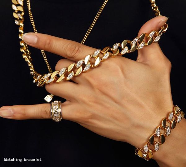 new iced out chain men miami cuban link chain necklace bracelets hip hop jewelry set8439146, Silver
new iced out chain men miami cuban link chain necklace bracelets hip hop jewelry set8439146, Silver
