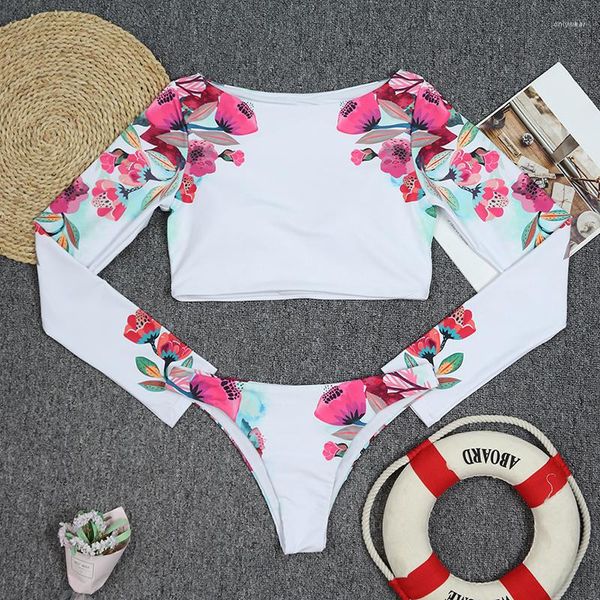 women's swimwear freckange long sleeve bikinis women swimsuit flower print bathing suits beachwear brazilian bikini set biquini, White;black
women's swimwear freckange long sleeve bikinis women swimsuit flower print bathing suits beachwear brazilian bikini set biquini, White;black