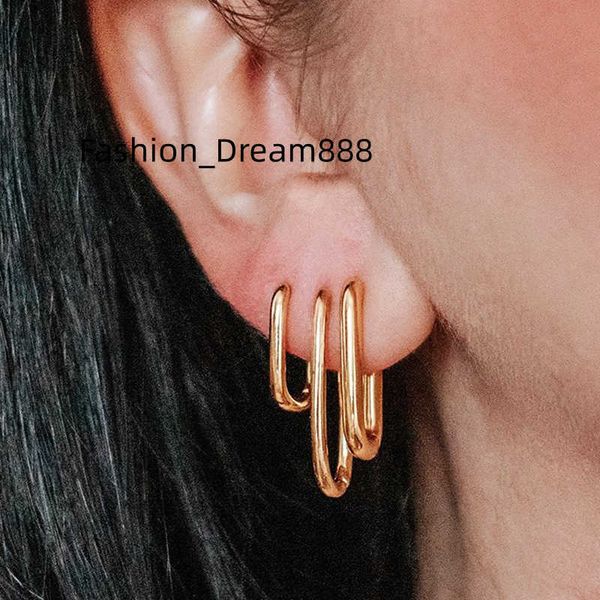 trendy earring 18k gold plated silver oval long u huggie earrings for women stainless steel earrings wholesale 
trendy earring 18k gold plated silver oval long u huggie earrings for women stainless steel earrings wholesale