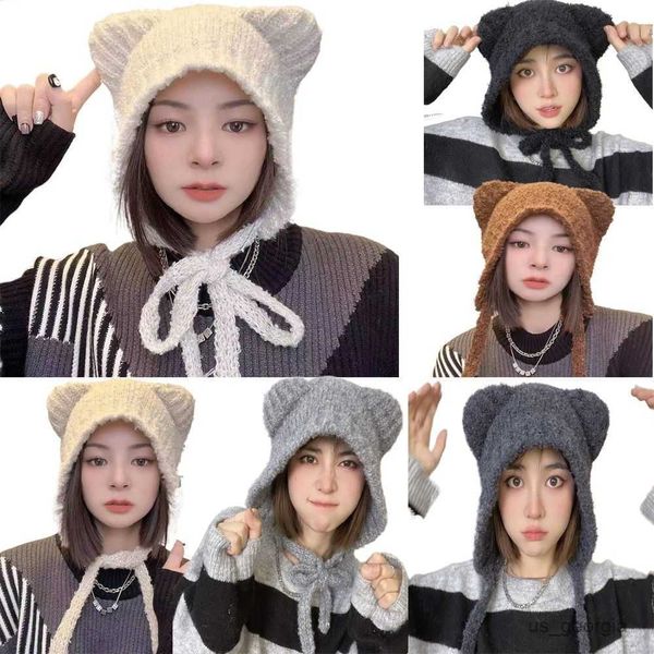 caps autumn winter warm hats bear ear cap ear protection knitted hat wool hat beanie cold cap r230627, Blue;gray
caps autumn winter warm hats bear ear cap ear protection knitted hat wool hat beanie cold cap r230627, Blue;gray