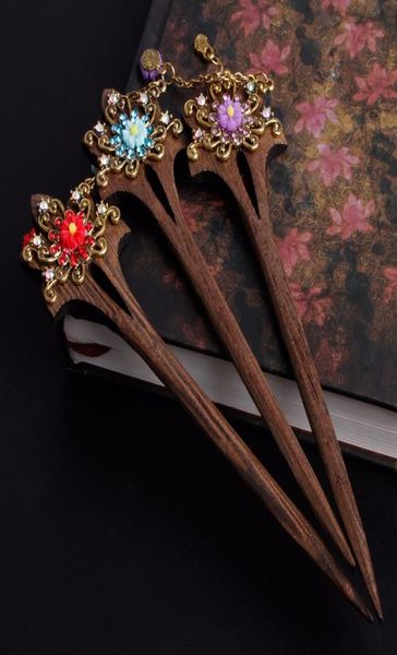 women wooden hair stick pin handmade rhinestone flower wood stylish vintage hairsticks7740709, Black;brown 
women wooden hair stick pin handmade rhinestone flower wood stylish vintage hairsticks7740709, Black;brown