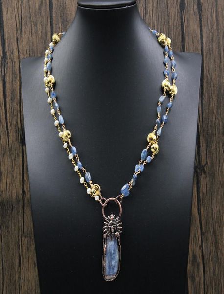 guaiguai jewelry 2 strands cultured white pearl blue kyanite chain statement necklace rough raw kyenite pendant 22quot for lady 8922657, Silver
guaiguai jewelry 2 strands cultured white pearl blue kyanite chain statement necklace rough raw kyenite pendant 22quot for lady 8922657, Silver