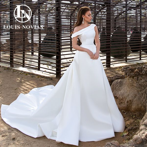 2 in 1 mermaid wedding dress 2023 sleeveless one shoulder detachable train sheath vintage satin dress for bride vestidos de novia, White
2 in 1 mermaid wedding dress 2023 sleeveless one shoulder detachable train sheath vintage satin dress for bride vestidos de novia, White