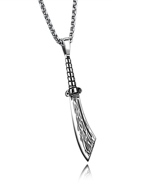 antique fantasy medieval soilder sword pendant stainless steel necklace3011882, Silver 
antique fantasy medieval soilder sword pendant stainless steel necklace3011882, Silver