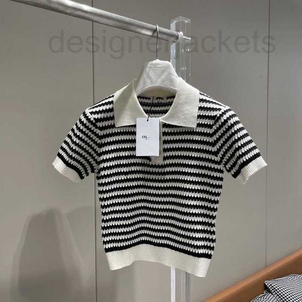 women's knits & tees designer summer new commuter style casual versatile slim age reducing black white stripe contrast polo neck knitte
women's knits & tees designer summer new commuter style casual versatile slim age reducing black white stripe contrast polo neck knitte