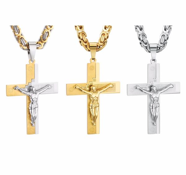 crucifix jesus pendant necklace gold color stainless steel christs bible cross men jewelry byzantine chain gift for father4247612, Silver
crucifix jesus pendant necklace gold color stainless steel christs bible cross men jewelry byzantine chain gift for father4247612, Silver