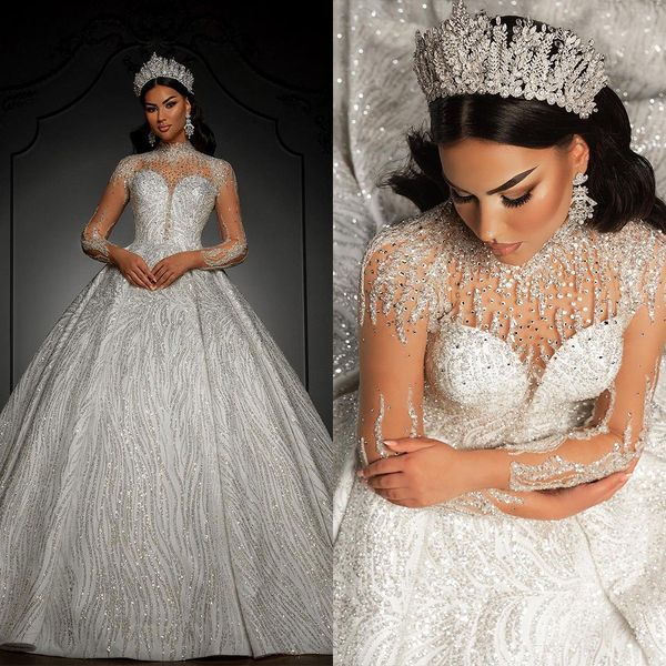 graceful wedding dresses for women sequins glitter sequins beading long sleeve bride gowns ball gown robe de mariee, White
graceful wedding dresses for women sequins glitter sequins beading long sleeve bride gowns ball gown robe de mariee, White