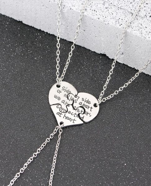 3 piece broken heart friends necklaces carved side by side or miles apart we are sisters connected at heart necklace9743174, Silver
3 piece broken heart friends necklaces carved side by side or miles apart we are sisters connected at heart necklace9743174, Silver