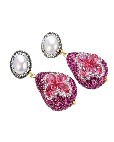 guaiguai jewelry red crystal rose cz natural white pearl earrings handmade for women real gems stone lady fashion jewellry2636544, Silver
guaiguai jewelry red crystal rose cz natural white pearl earrings handmade for women real gems stone lady fashion jewellry2636544, Silver