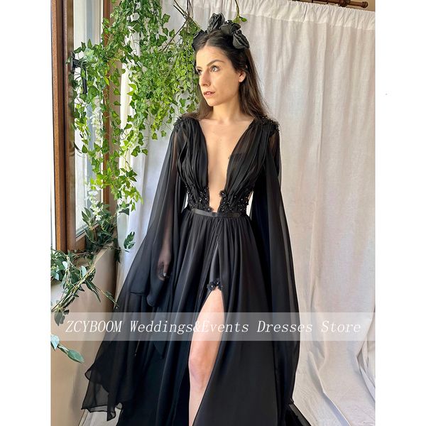 urban dresses charming oneck flare sleeves side slit evening 2023 aline beach floor length chiffon zipper custom made party 230627, White;black
urban dresses charming oneck flare sleeves side slit evening 2023 aline beach floor length chiffon zipper custom made party 230627, White;black