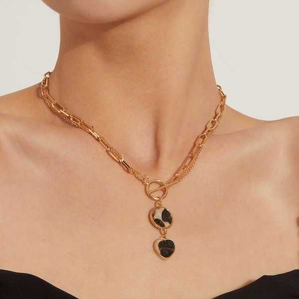 pendant necklace temperament leopard print love disc necklace, personality trend bamboo metal chain designer jewlery personality necklace fe, Silver
pendant necklace temperament leopard print love disc necklace, personality trend bamboo metal chain designer jewlery personality necklace fe, Silver