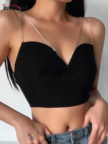 women's t-shirt instaspaghetti strap cami slim cropped women summer casual backless skinny black streetwear sleeveless camisole j230627, White
women's t-shirt instaspaghetti strap cami slim cropped women summer casual backless skinny black streetwear sleeveless camisole j230627, White