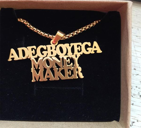 stainless steel charm personalized name necklace men jewelry punk style gold chain nameplate collier femme custom gift1521120, Silver