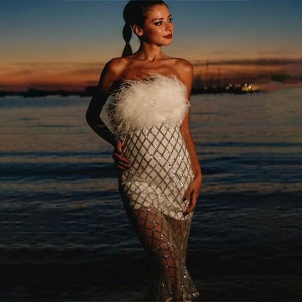 

sexy off shoulder women lady summer evnening paris show dresses fashion runway blingbling see through slim body bandage bodycon outfits MST0327, As photo