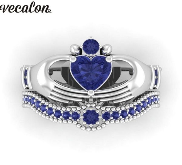 vecalon lovers blue birthstone claddagh ring 5a zircon cz white gold filled engagement wedding band ring set for women men gift6489353, Slivery;golden
vecalon lovers blue birthstone claddagh ring 5a zircon cz white gold filled engagement wedding band ring set for women men gift6489353, Slivery;golden