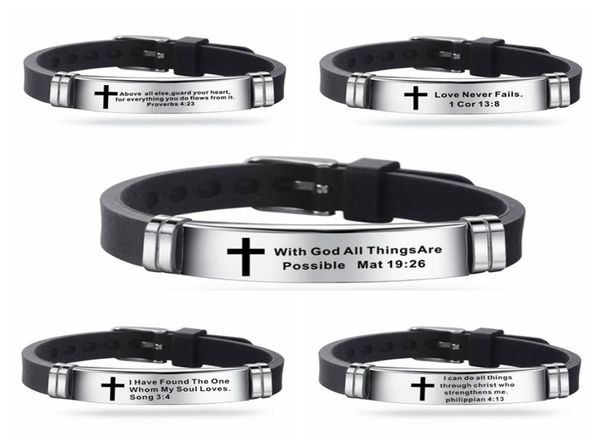 trendy cross jesus scripture quote bracelet christian bible verse inspiring faith stainless steel bracelets silicone wristband6904668, Golden;silver
trendy cross jesus scripture quote bracelet christian bible verse inspiring faith stainless steel bracelets silicone wristband6904668, Golden;silver